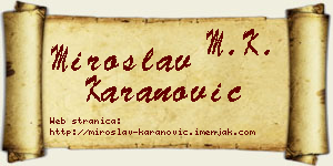 Miroslav Karanović vizit kartica